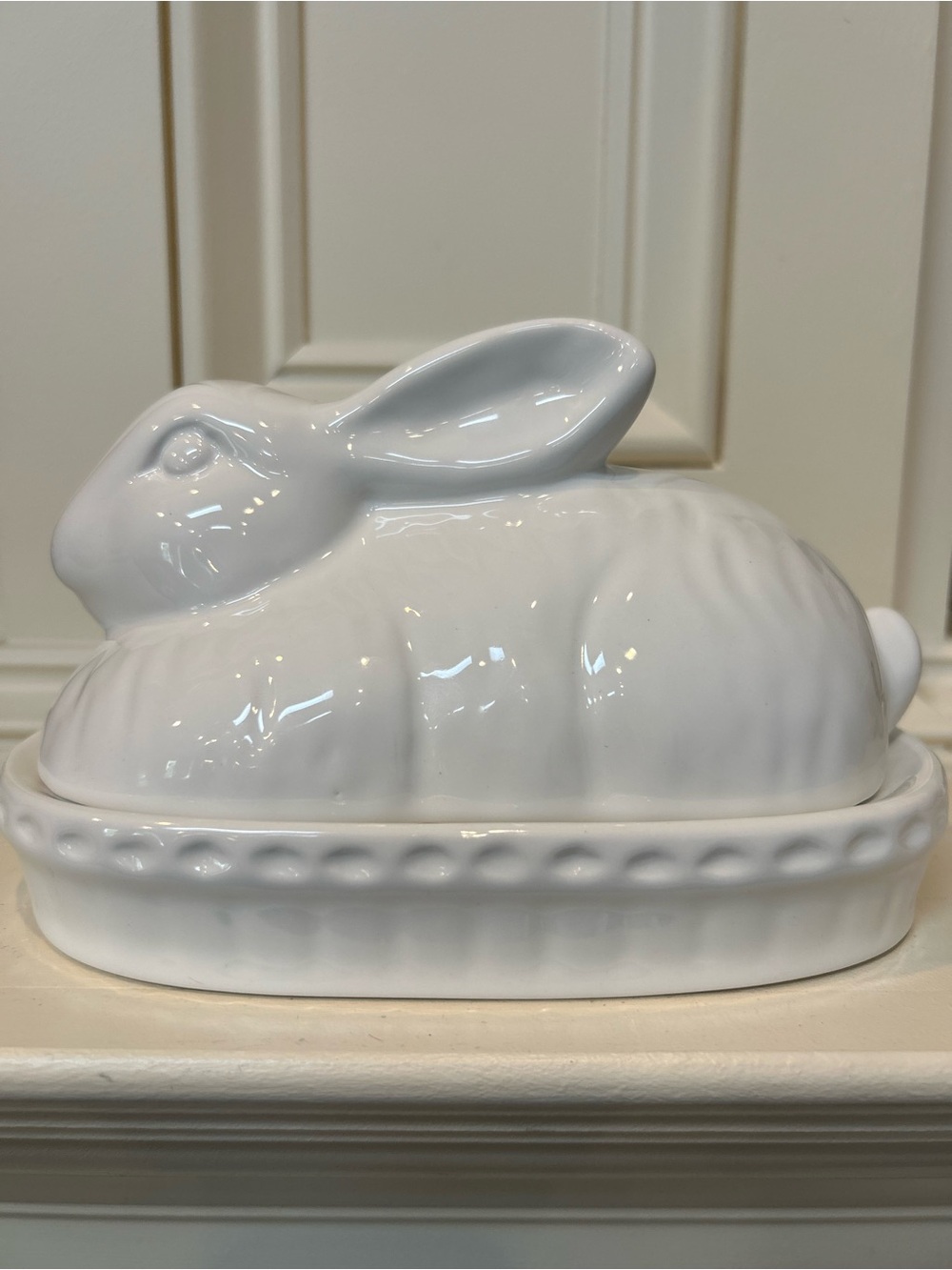 Ashland White Ceramic Bunny Butter Dish